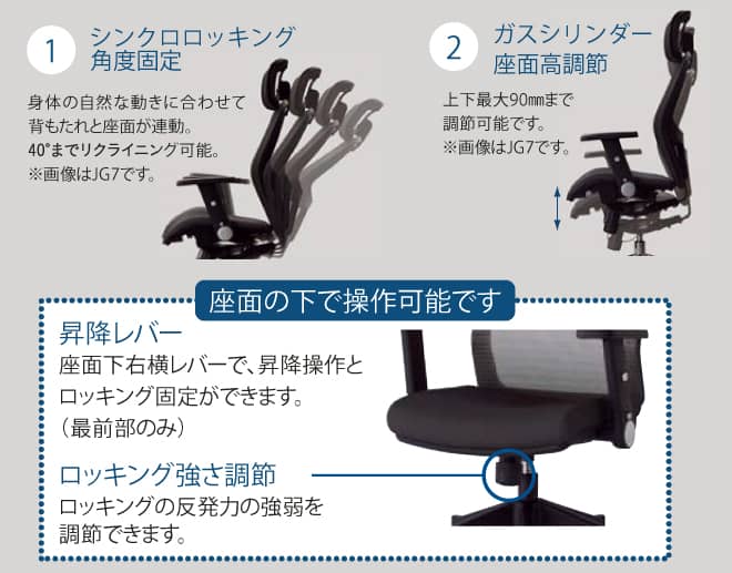 コイズミ エルゴノミクチェア JG4シリーズ 肘無タイプ | 福岡県下最大