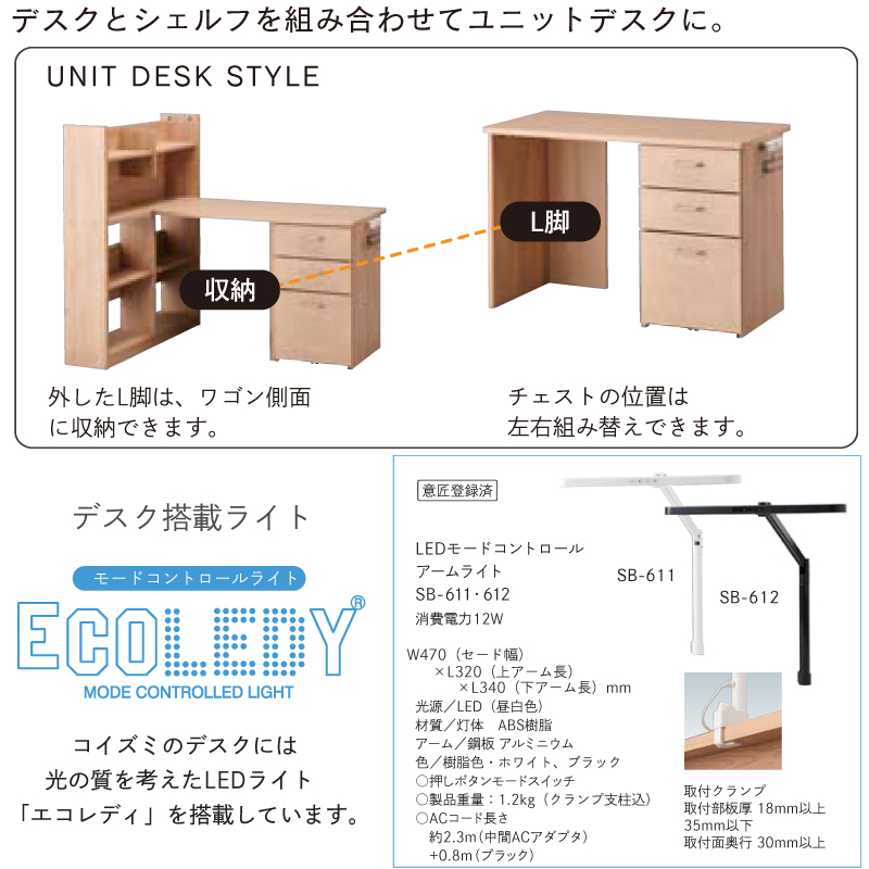 デスク機能・ライト